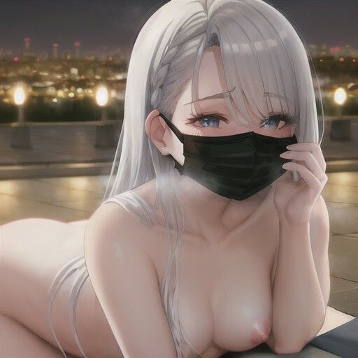 夜に全裸マスクで露出する部！！  銀髪ちゃん編｜まんまんちん サンプル画像 3