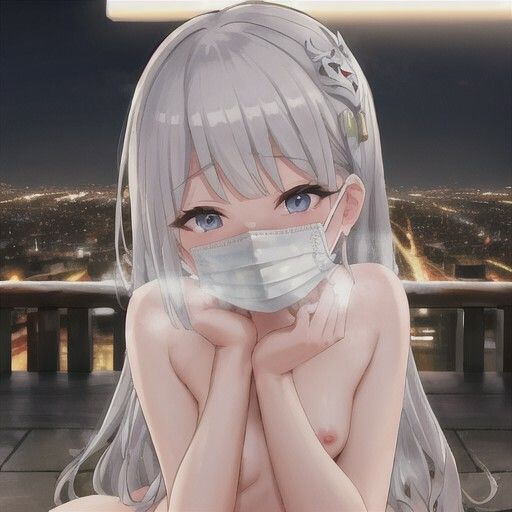 夜に全裸マスクで露出する部！！  銀髪ちゃん編｜まんまんちん サンプル画像 5