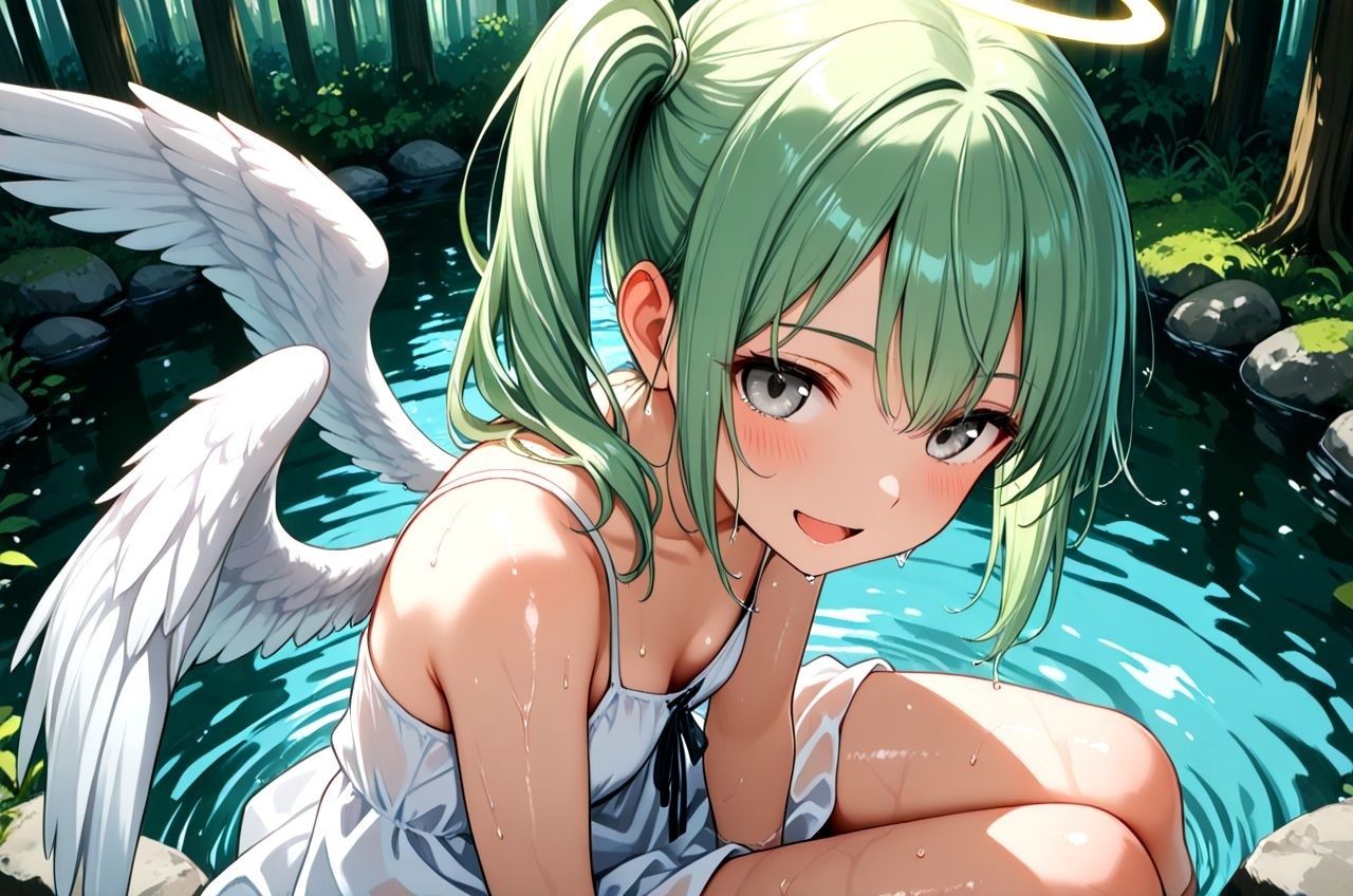 拾った美少女天使にエッチなこと教えたらドハマりしちゃっていつまでも天界に帰れるのに帰らない話4 水浴び編 サンプル画像 2