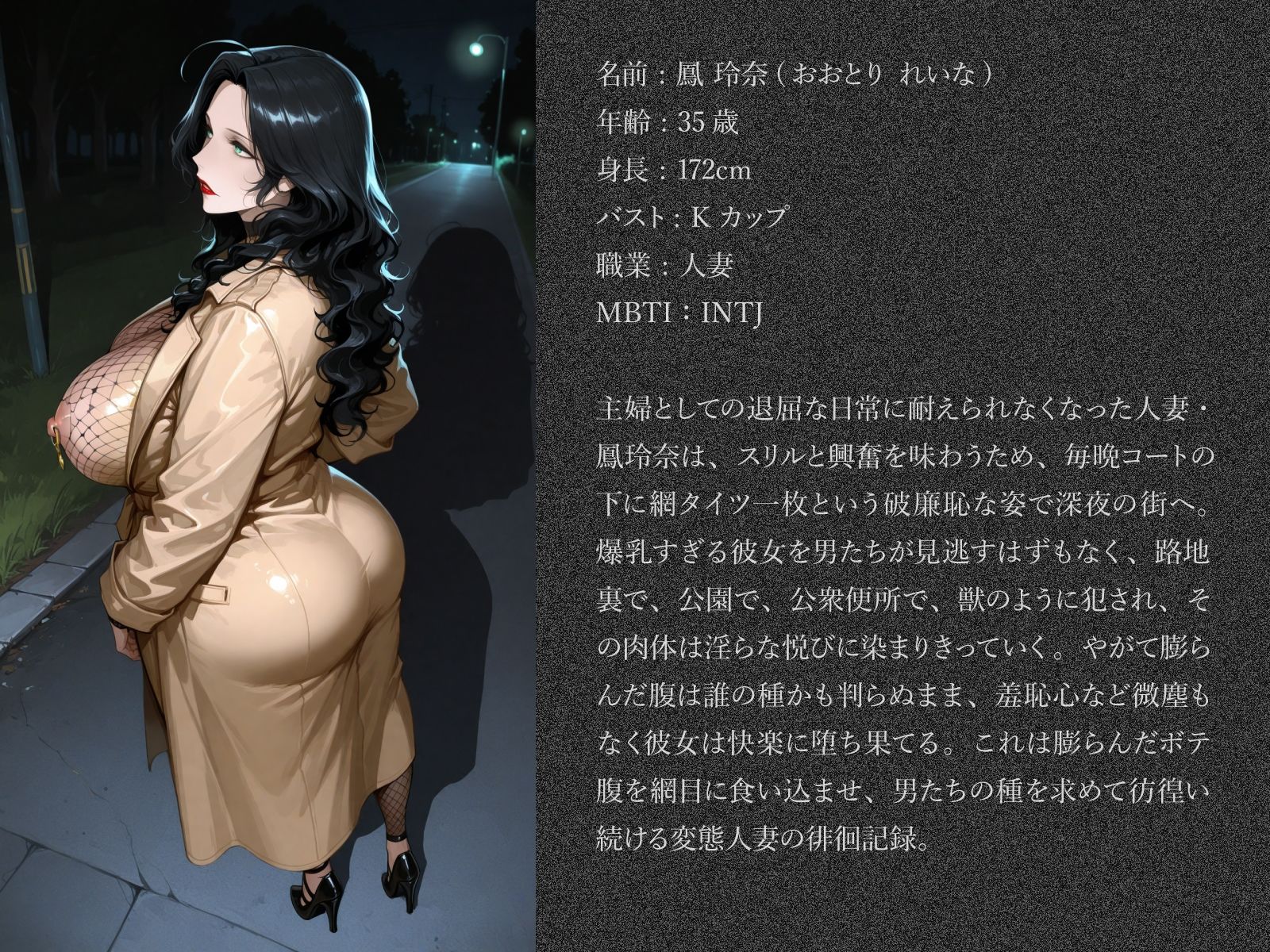 全身網タイツ変態爆乳人妻の深夜徘徊記録 サンプル画像 11