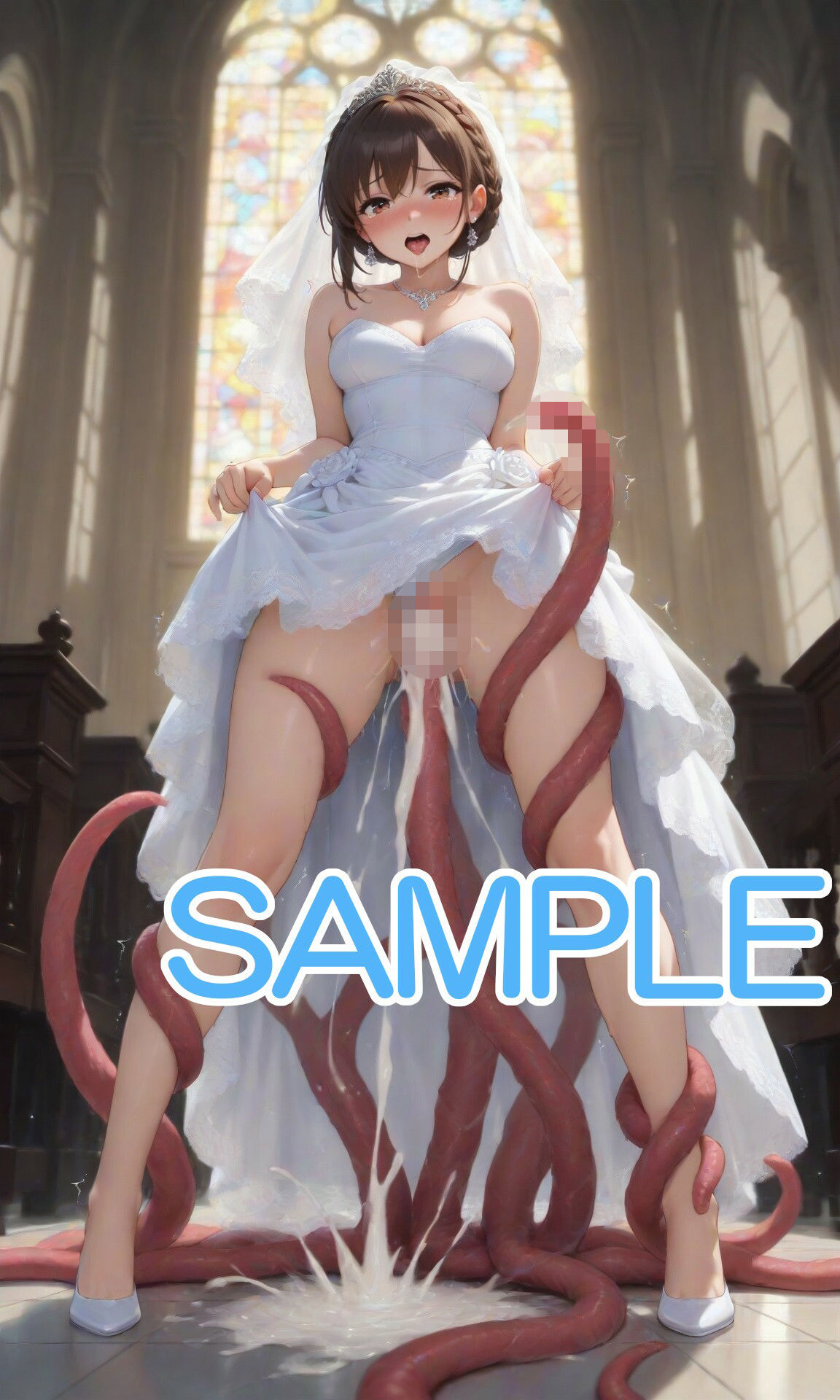 触手とウェディングドレスな女の子 サンプル画像 8