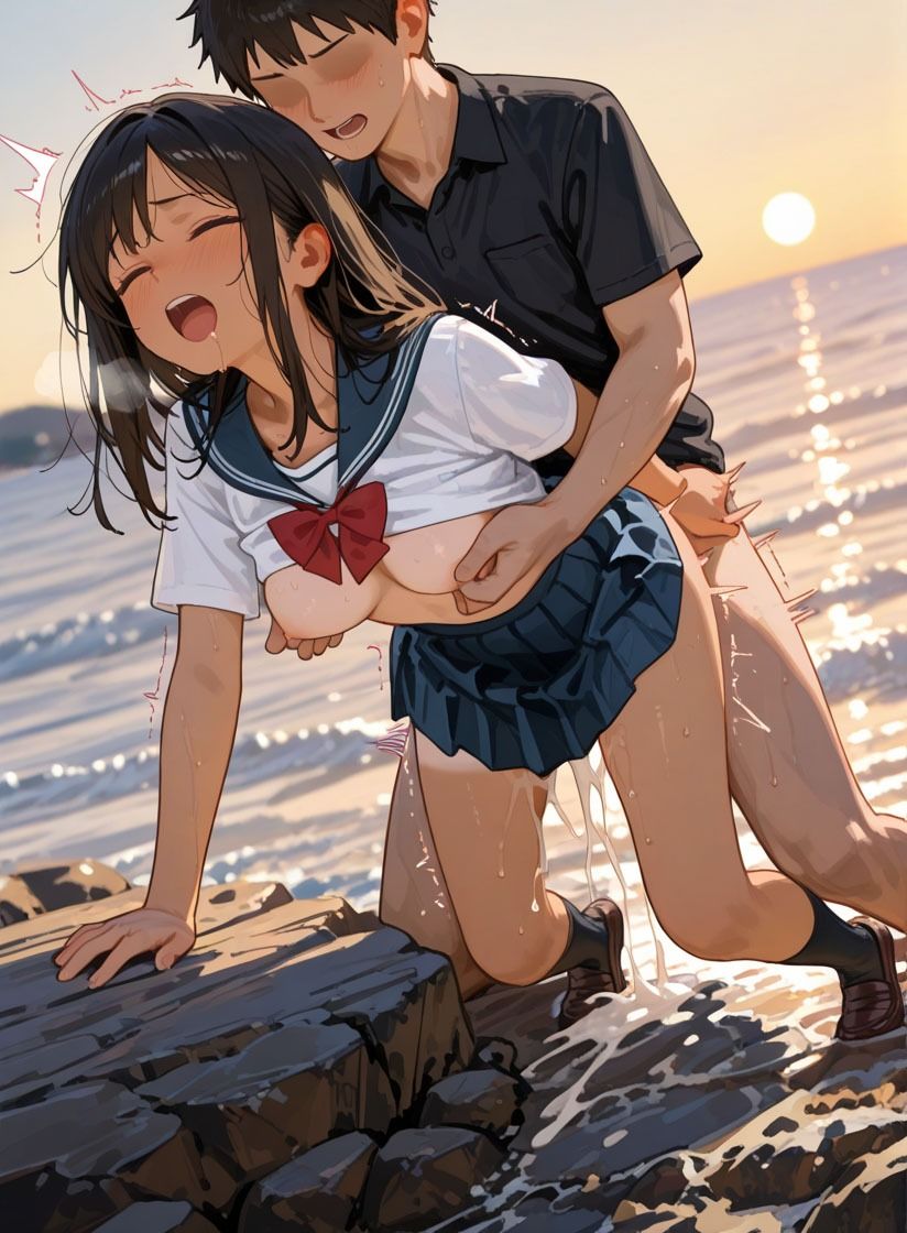 浜辺と褐色娘 サンプル画像 8