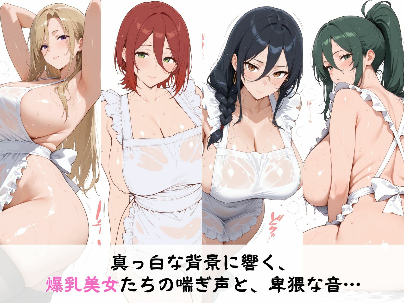 逆にエロい白背景 爆乳人妻 のえっちな擬音がよく聞こえる本 裸エプロン編 サンプル画像 2