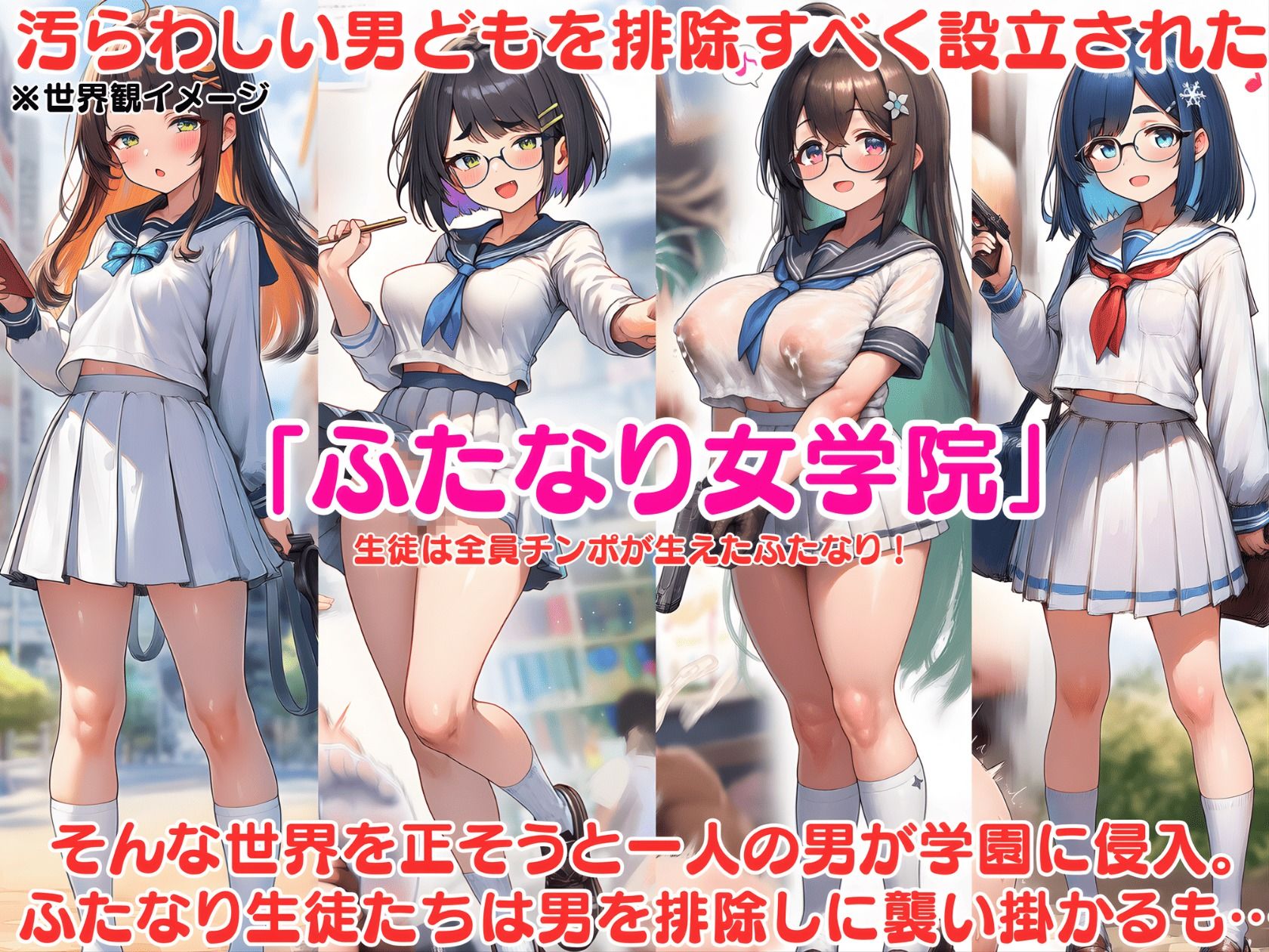 ふたなり即堕ち学園 〜生意気ふたなりJK達をオスチンポでわからせろ〜｜ふたなり本舗 サンプル画像 1
