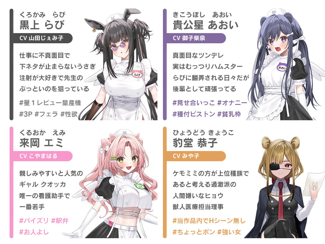 【本編動画2時間40分超】発情ケモミミclinic【ぬるぬるLive2Dアニメーション×豪華声優陣】｜Lapingris サンプル画像 5