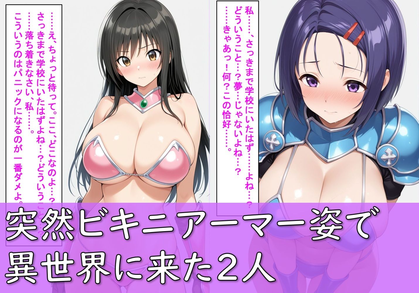 古〇川唯と西〇寺春菜がビキニアーマーで敗北する話｜Aiイラスト販売所 サンプル画像 2