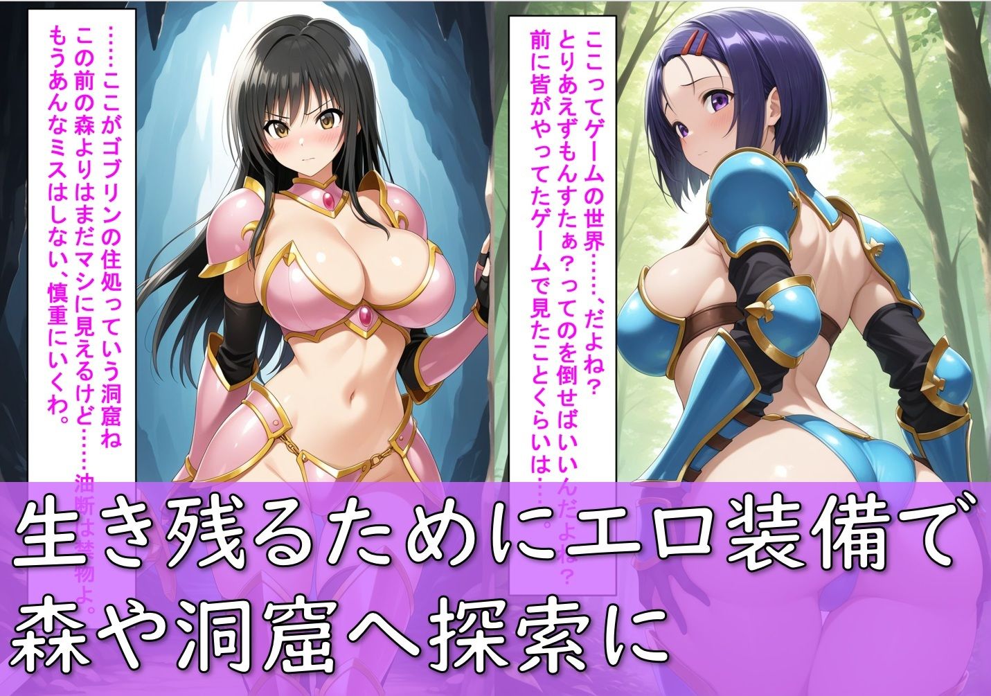 古〇川唯と西〇寺春菜がビキニアーマーで敗北する話｜Aiイラスト販売所 サンプル画像 3