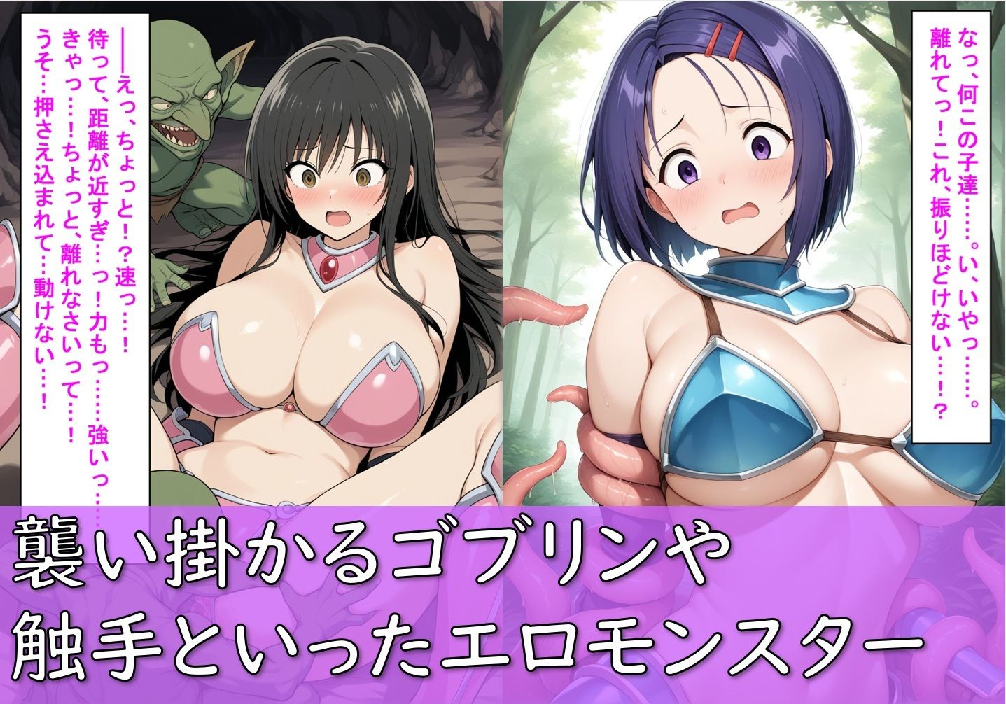 古〇川唯と西〇寺春菜がビキニアーマーで敗北する話｜Aiイラスト販売所 サンプル画像 4