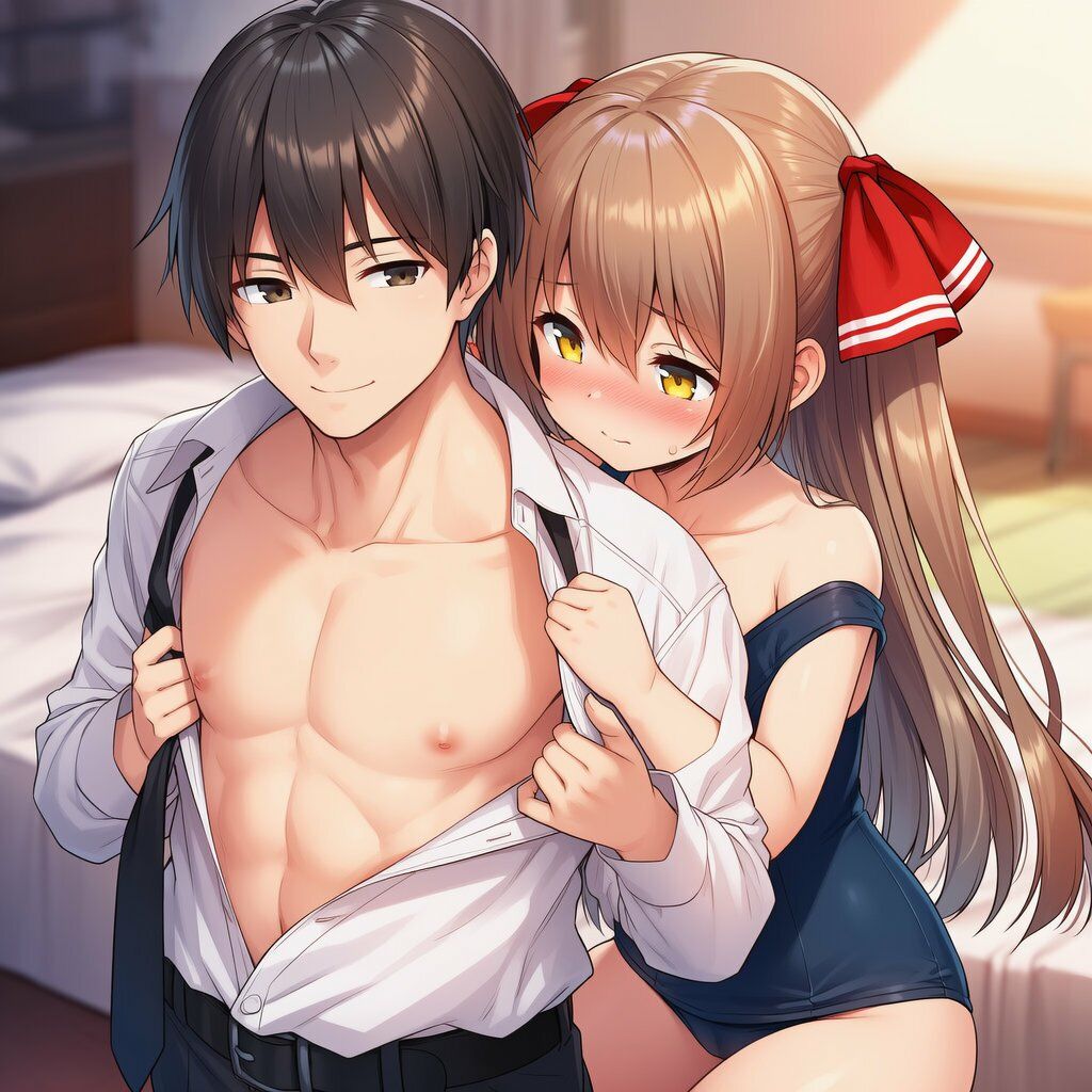 ツインテかわいい子と甘々いちゃラブ！制服・旧スク水・全裸で溶け合うCG集｜いちゃラブ本舗 サンプル画像 7