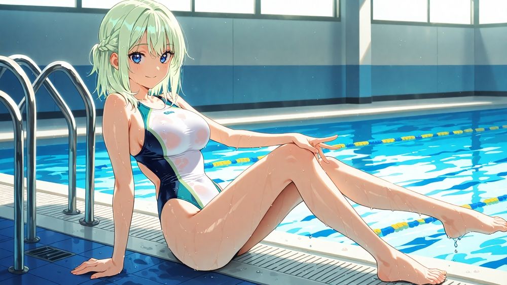 清楚な白スク水姉妹が部室で若手コーチの精液を争奪する孕ませ交尾 サンプル画像 7