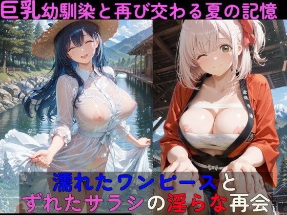 巨乳幼馴染と再び交わる夏の記憶  濡れたワンピースとずれたサラシの淫らな再会｜高天原AI