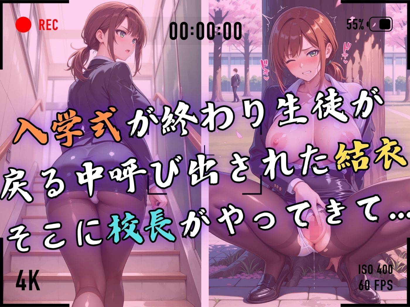 【4Kイラスト】1万3000人の生徒を抱いた校長による篠原結衣への性指導(入学式編)|Re:ライト_栄新学園 サンプル画像 4