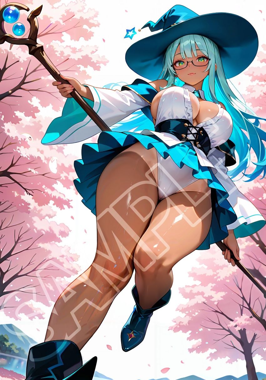 褐色水魔女と桜デート サンプル画像 4