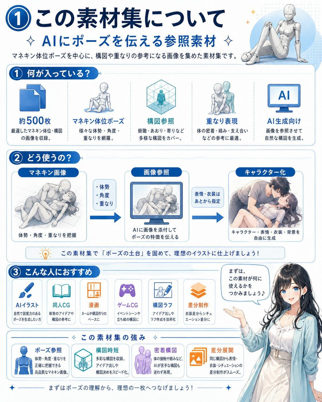意外に使える!? えちえちポーズ集Vol.2 〜商用OK・モザイク済マネキン線画素材〜 サンプル画像 6