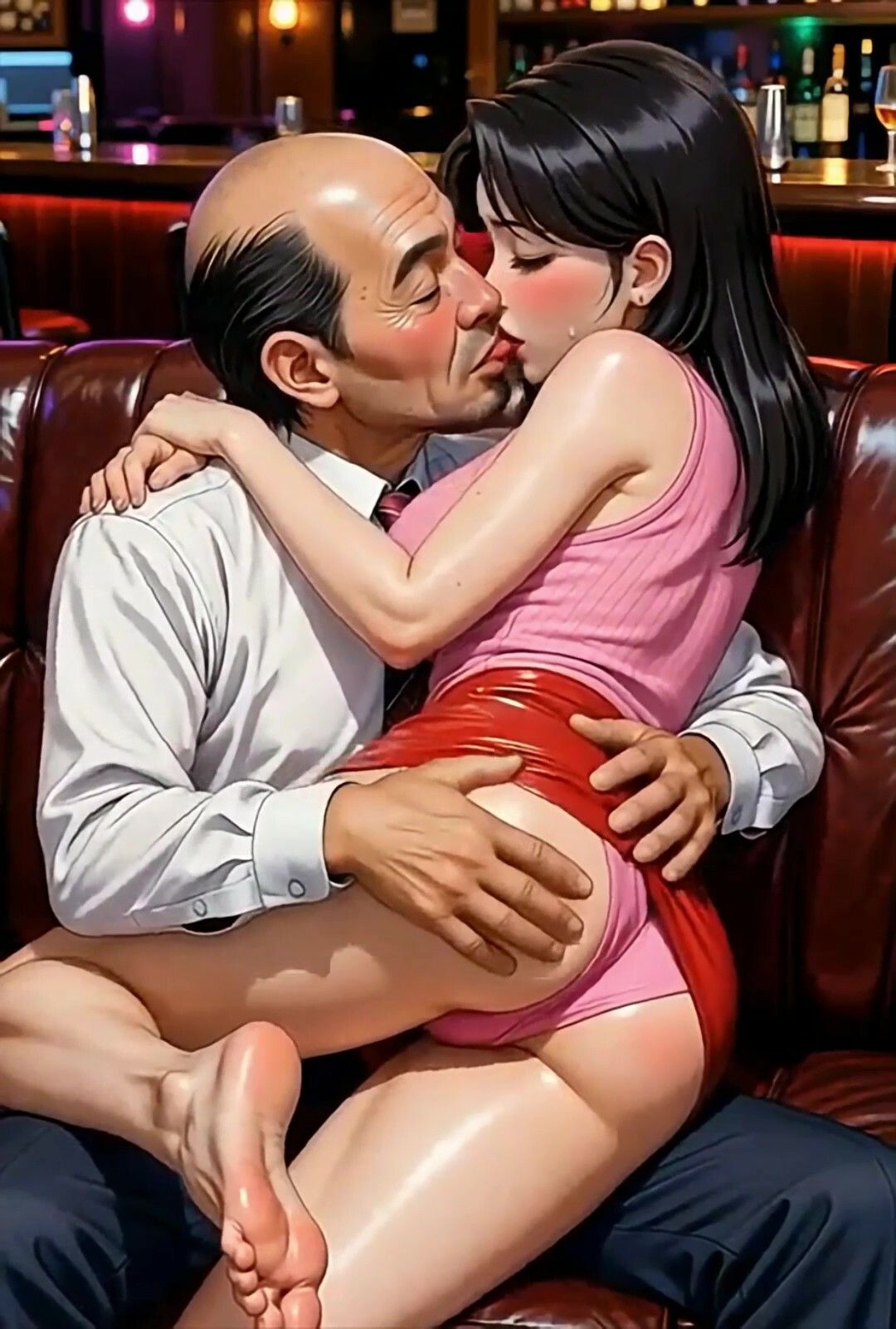 美女とおっさんのディープキス  瞳と川藤  bar編｜toshikiss サンプル画像 3