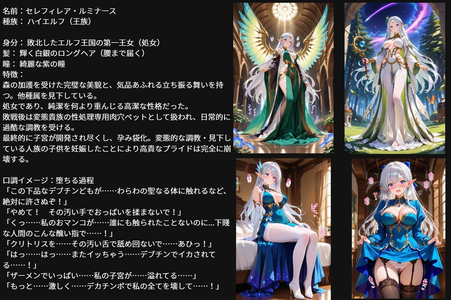敗国の処女エルフ王女、敗北の代償に変態貴族の性処理専用肉穴ペットに堕ち孕み袋化・連続中出し調教・妊娠 サンプル画像 3