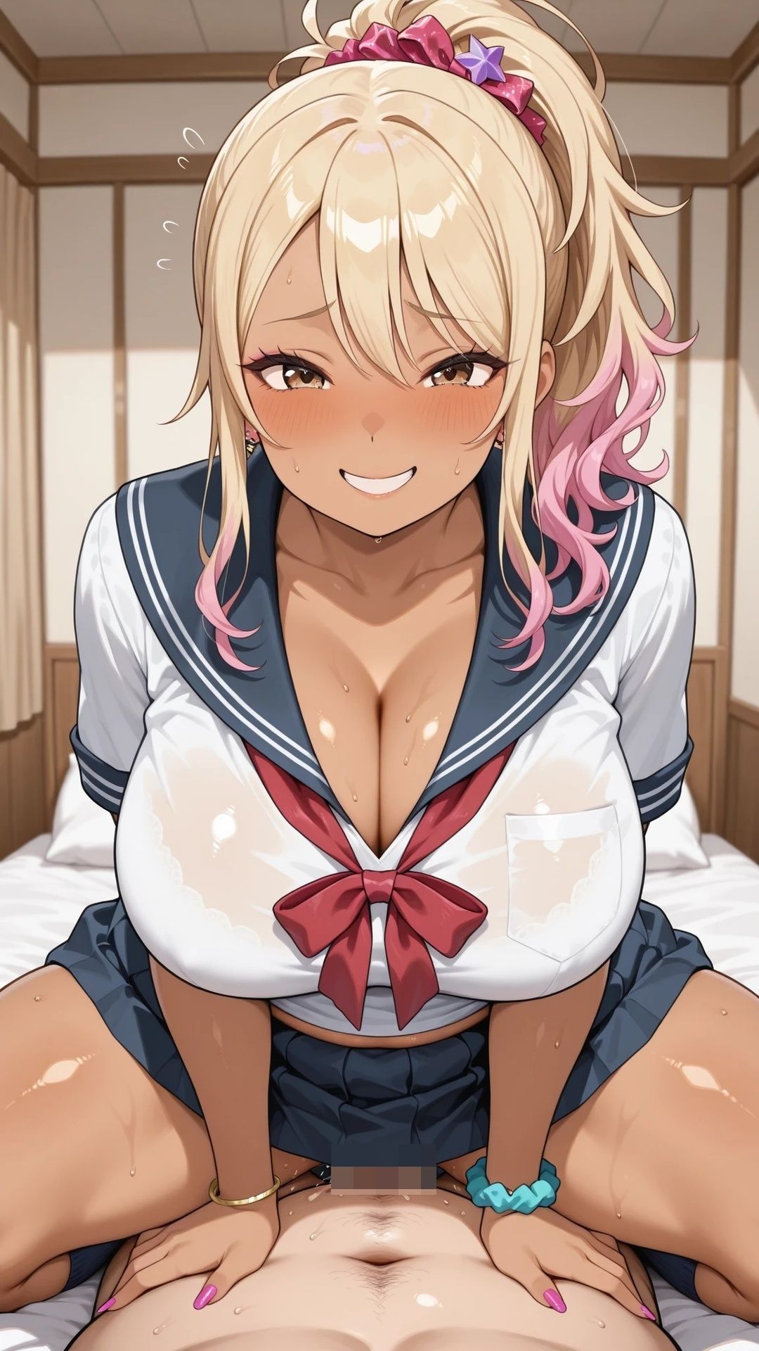 ぽっちゃり黒ギャルと制服ハメ撮り|肥満女性が大好き サンプル画像 10