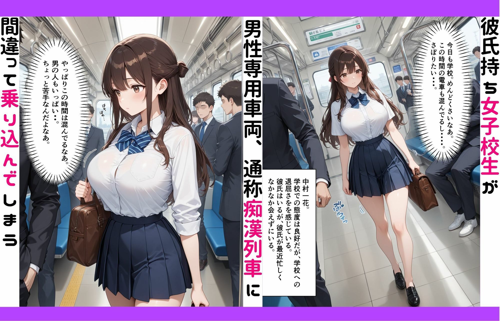女子校生痴●列車メス堕ちレ●プ〜私が乗ったのは痴●列車でした〜｜みちみちソフト サンプル画像 1