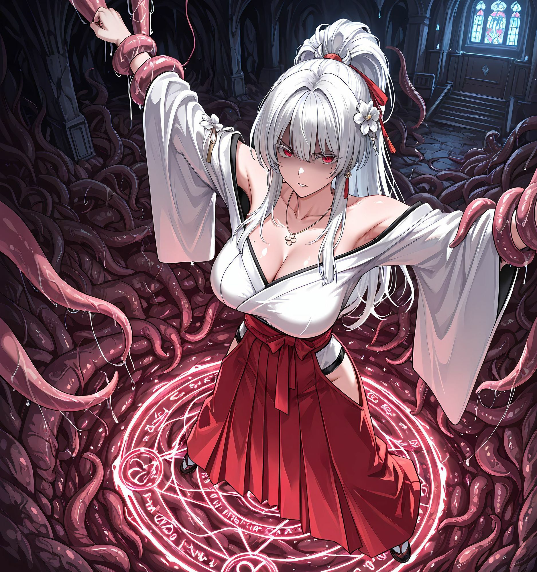 ヒユキ触手拘束洗脳・悪堕ち淫魔化搾精|ochiruevil サンプル画像 3