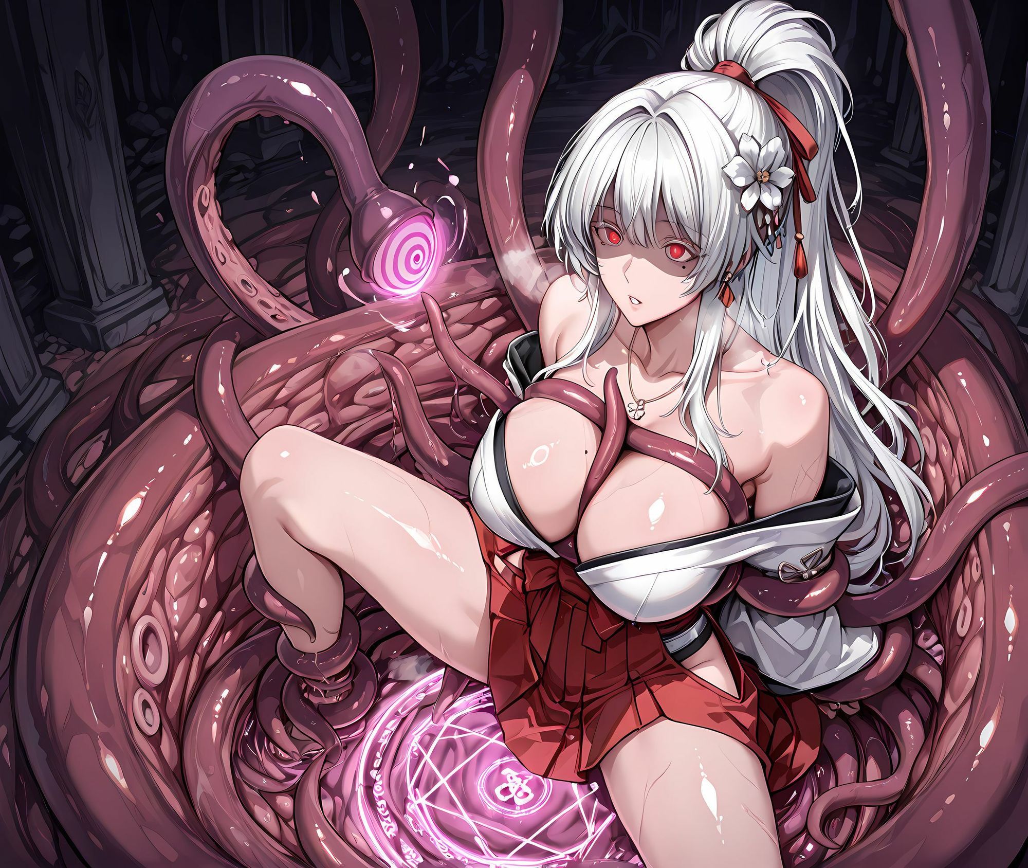ヒユキ触手拘束洗脳・悪堕ち淫魔化搾精|ochiruevil サンプル画像 4