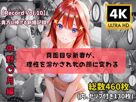 【4K高画質】【セリフ付きストーリーCG集】中野〇月:真面目な新妻が、 理性を溶かされ牝の顔に変わる。──貴方に捧げる新婚記録 全460枚｜ちょこばなな先生