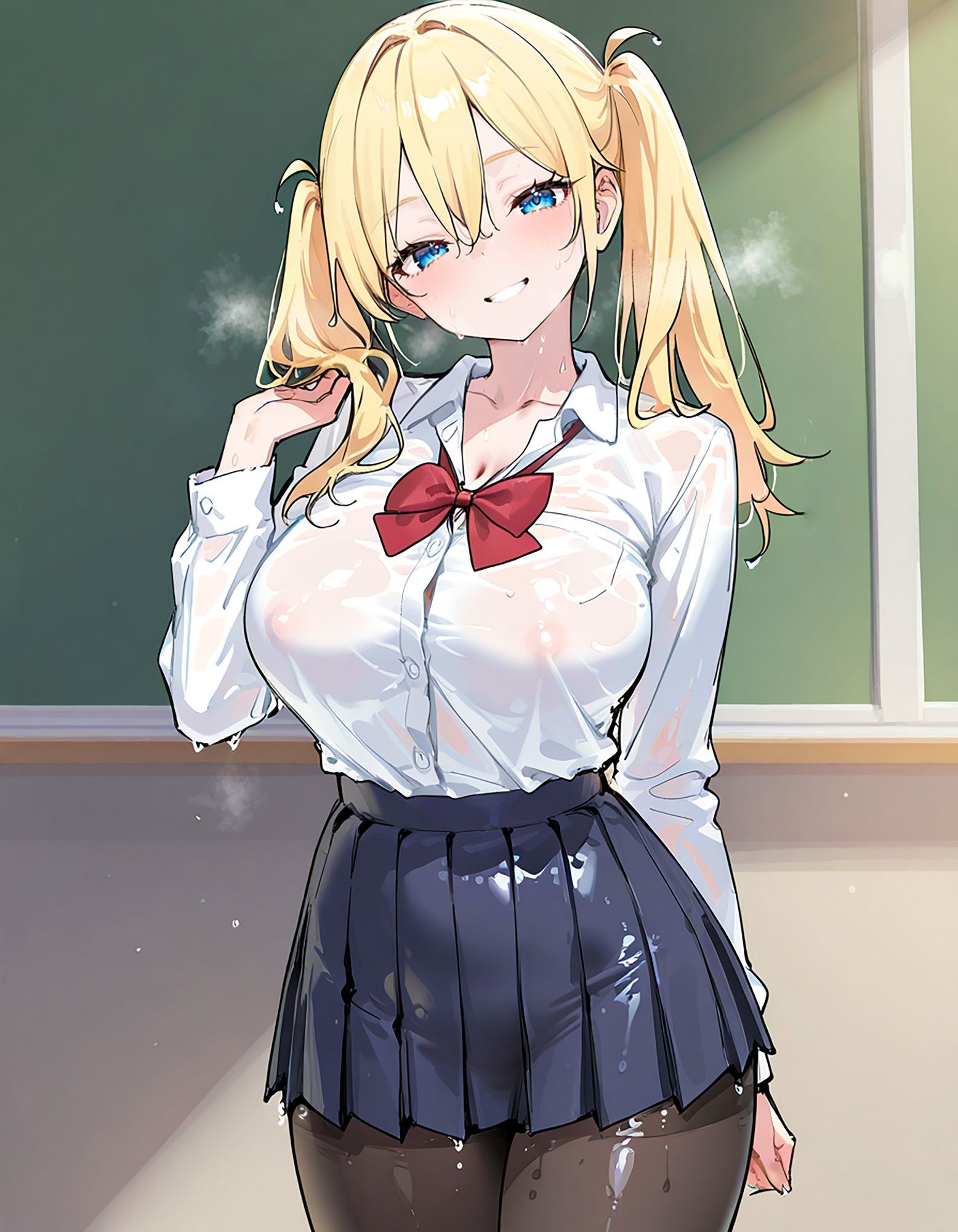 なまいきJK快楽堕ち！制服黒スト×競泳水着の金髪ツインテギャルをアヘイキするまでわからせたったww｜るび〜のアトリエ サンプル画像 6