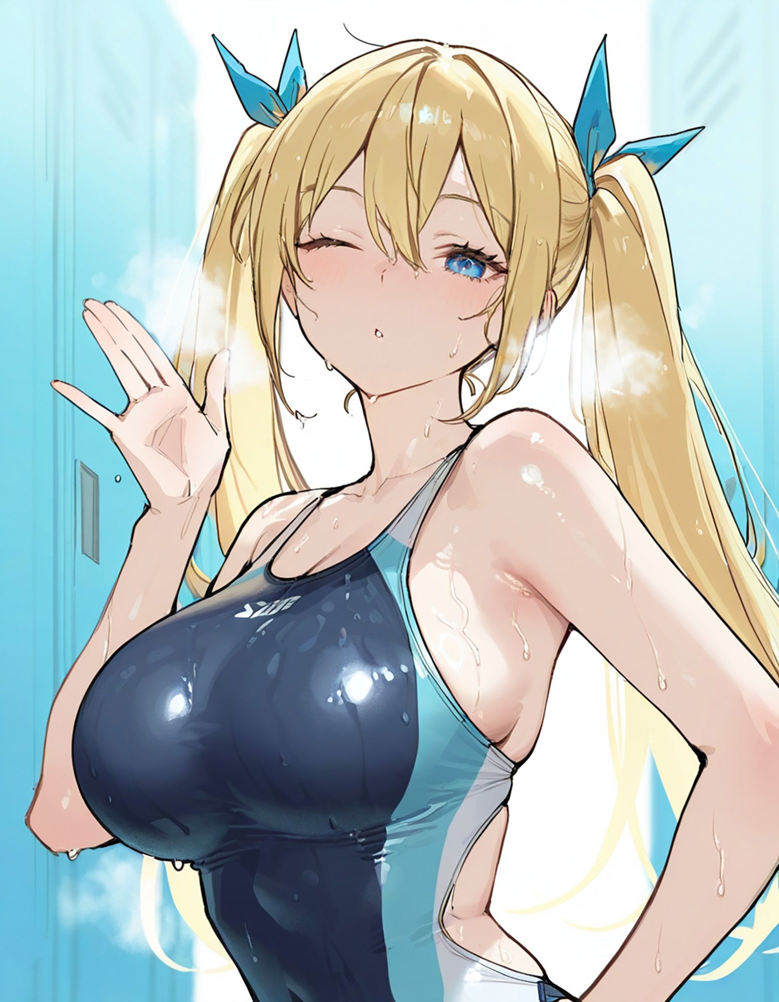 なまいきJK快楽堕ち！制服黒スト×競泳水着の金髪ツインテギャルをアヘイキするまでわからせたったww 2｜るび〜のアトリエ サンプル画像 7