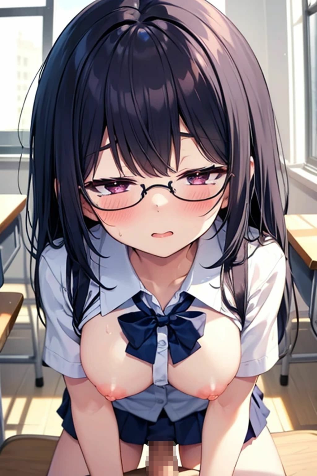 眼鏡少女と学校で｜くまとねこ屋 サンプル画像 2