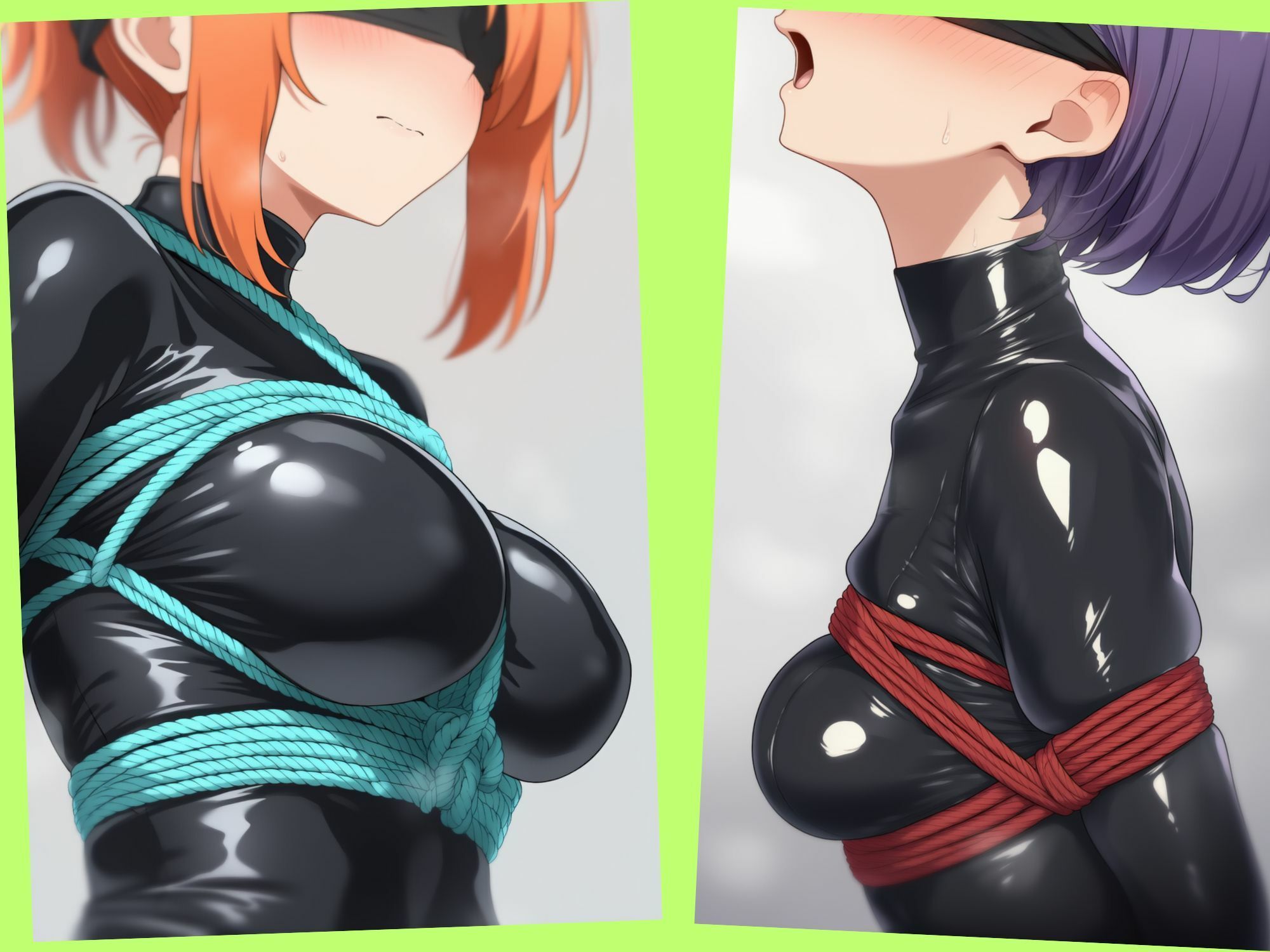 ボディスーツでおっぱいを縛られている女の子｜ひまわり企画 サンプル画像 5