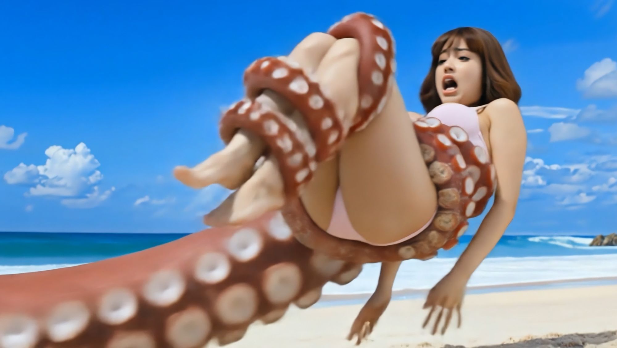 巨大触手 VS 巨乳グラドル｜世界欲求追及機構 サンプル画像 6