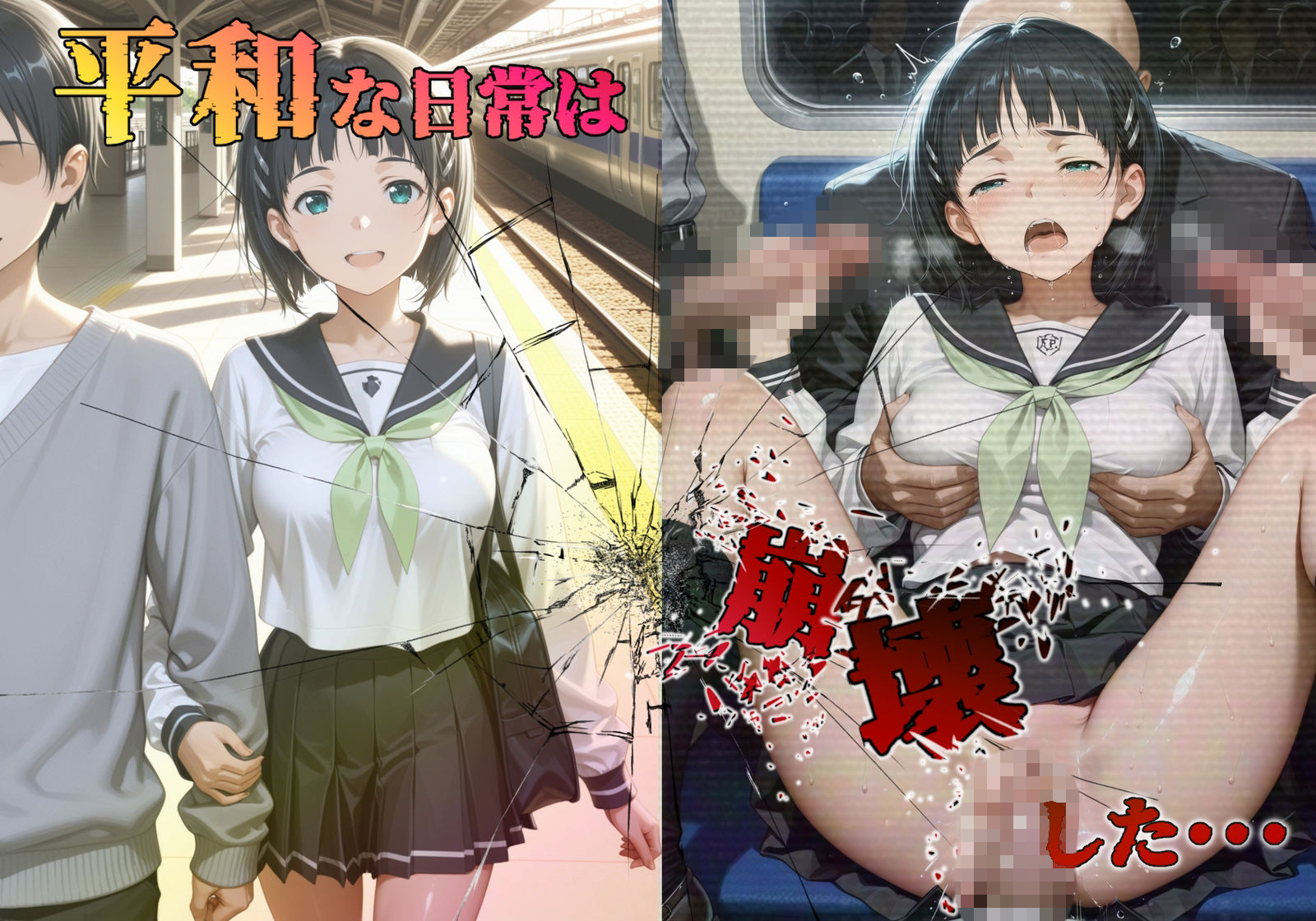 【処女孕ませ専用車両】連続中出しで肉便器化したヒロイン -桐〇谷直葉-|MukuMuku法師 サンプル画像 2