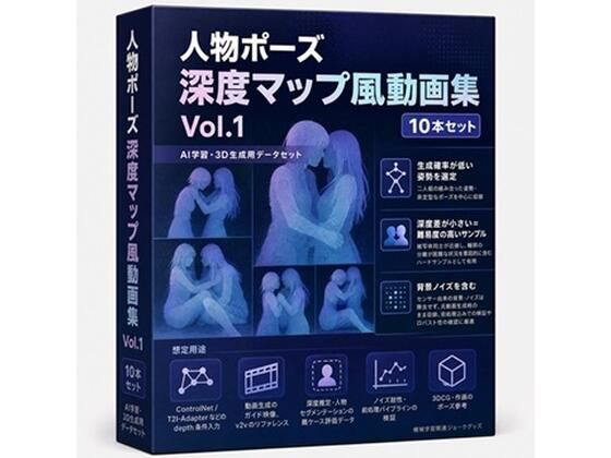 二人組ポーズ深度マップ動画集 Vol.1｜百合レズ画像AI牡丹
