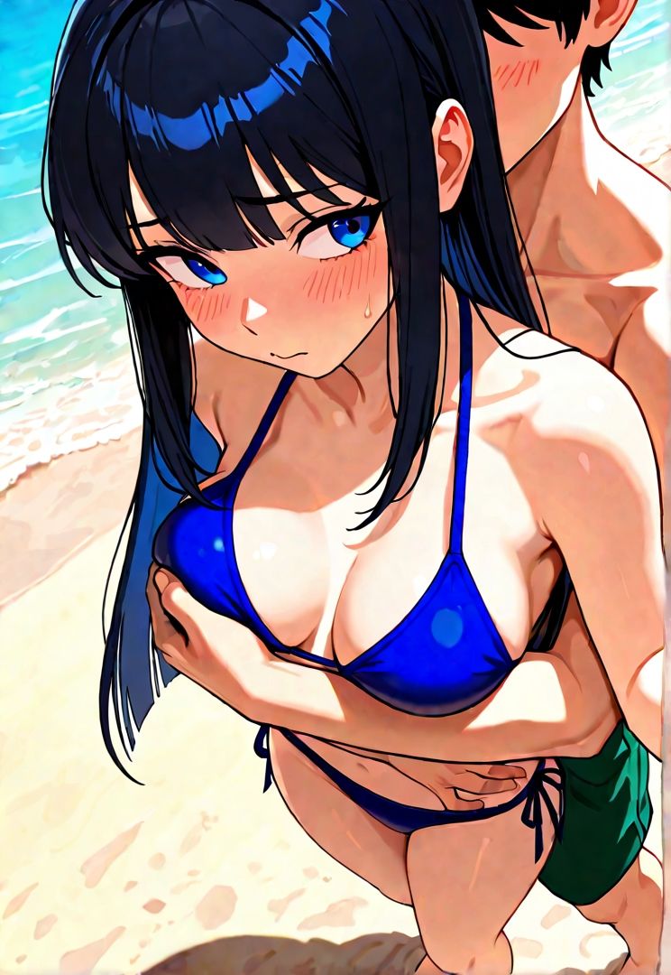 黒髪委員長とやってみた。（夏・海編）｜顔なし サンプル画像 3
