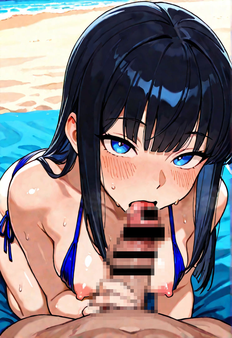 黒髪委員長とやってみた。(夏・海編)|顔なし サンプル画像 4