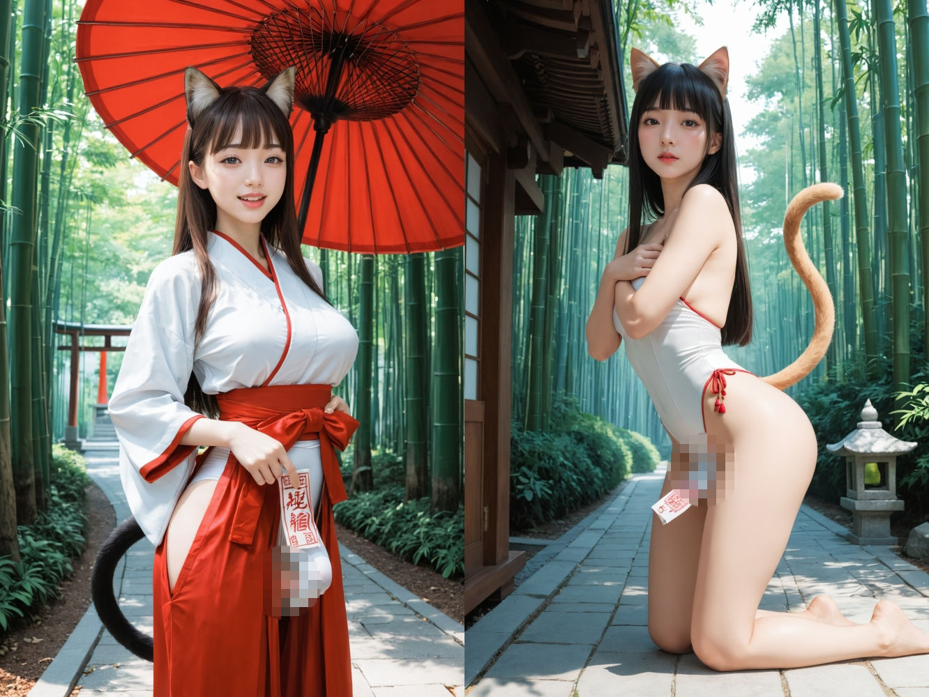 猫耳ふたなり巫女さんの穢されたアナル｜ふたなり工房 サンプル画像 2