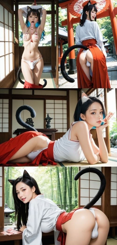 猫耳ふたなり巫女さんの穢されたアナル｜ふたなり工房 サンプル画像 4