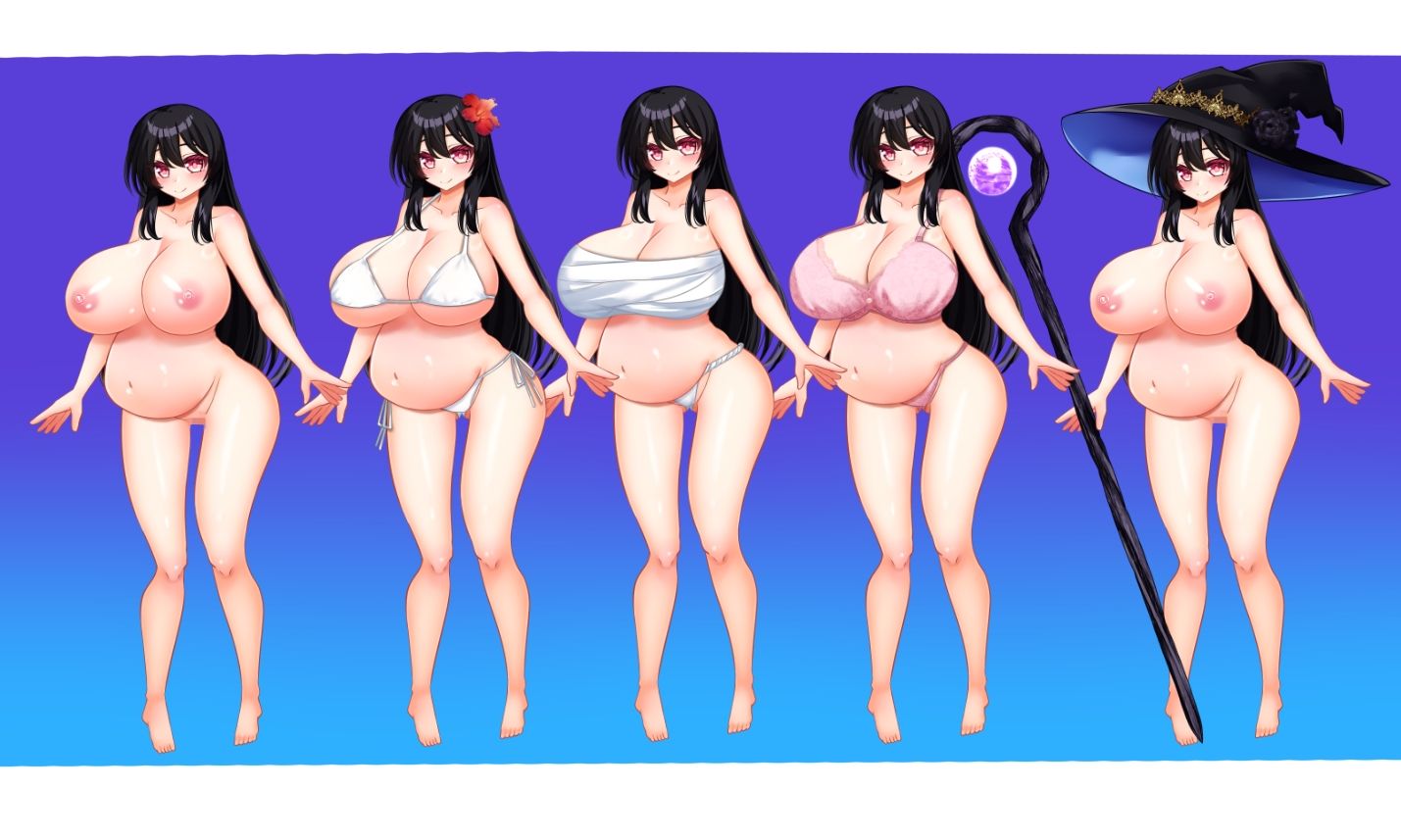 立ち絵素材 黒髪の女の子(ボテ腹)|水の木 サンプル画像 2