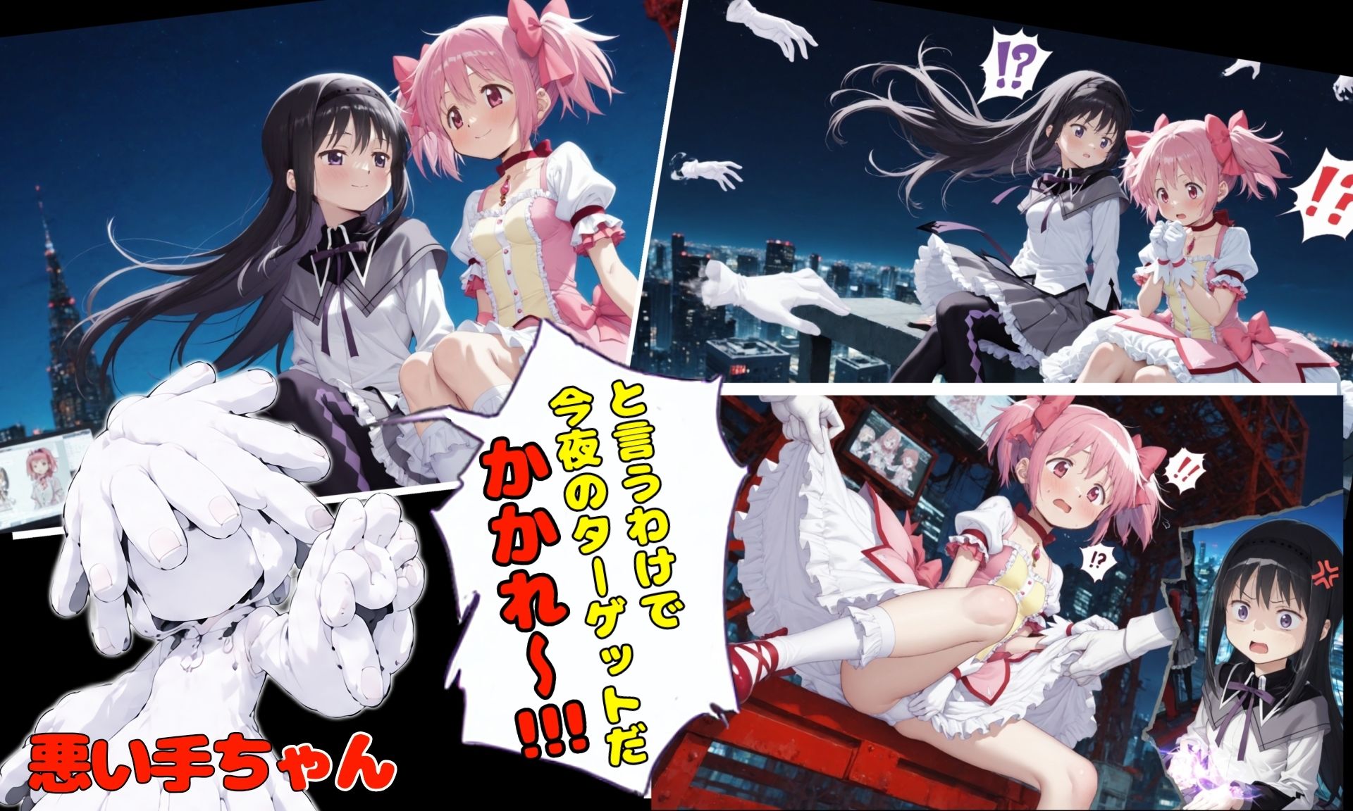 悪い手VSまどか＆ほむら｜紙芝AI堂 サンプル画像 2