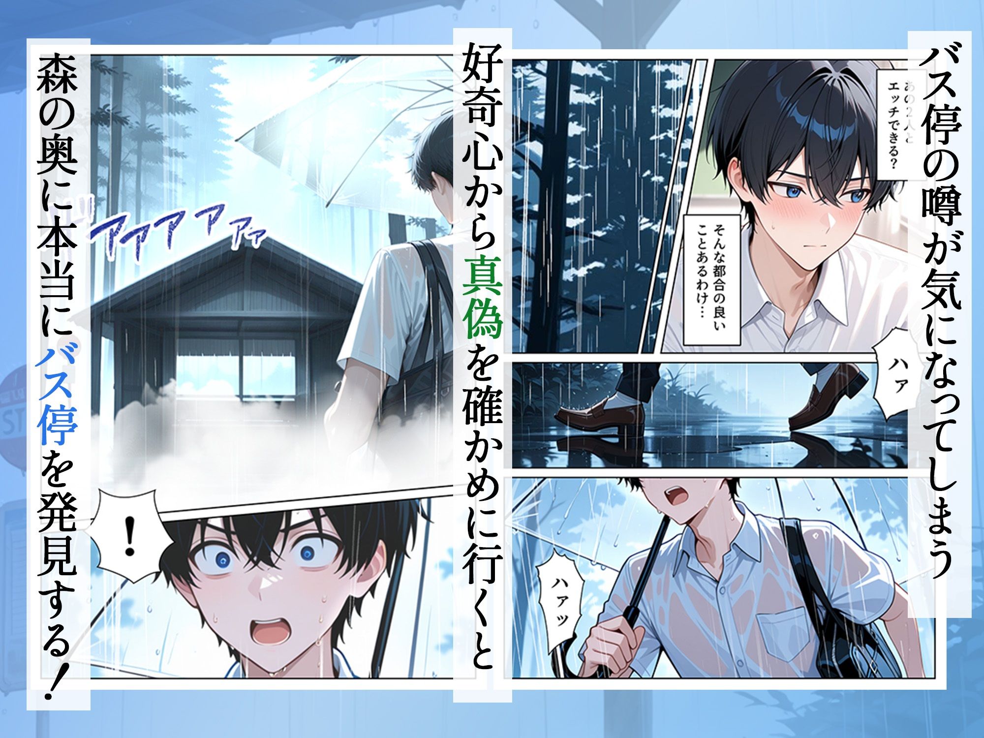 雨宿りのバス停で学園美女と濡れ透けSEXした話 サンプル画像 4