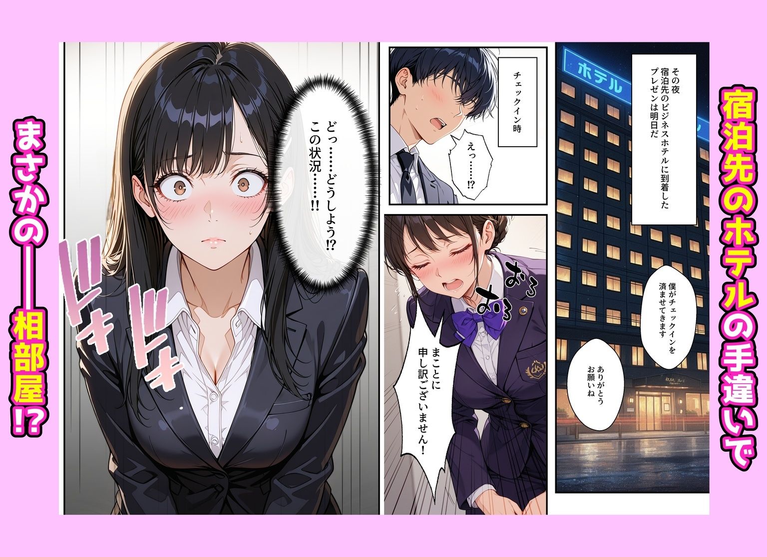 憧れの先輩との出張で相部屋になったので、エッチすることになった話 サンプル画像 3