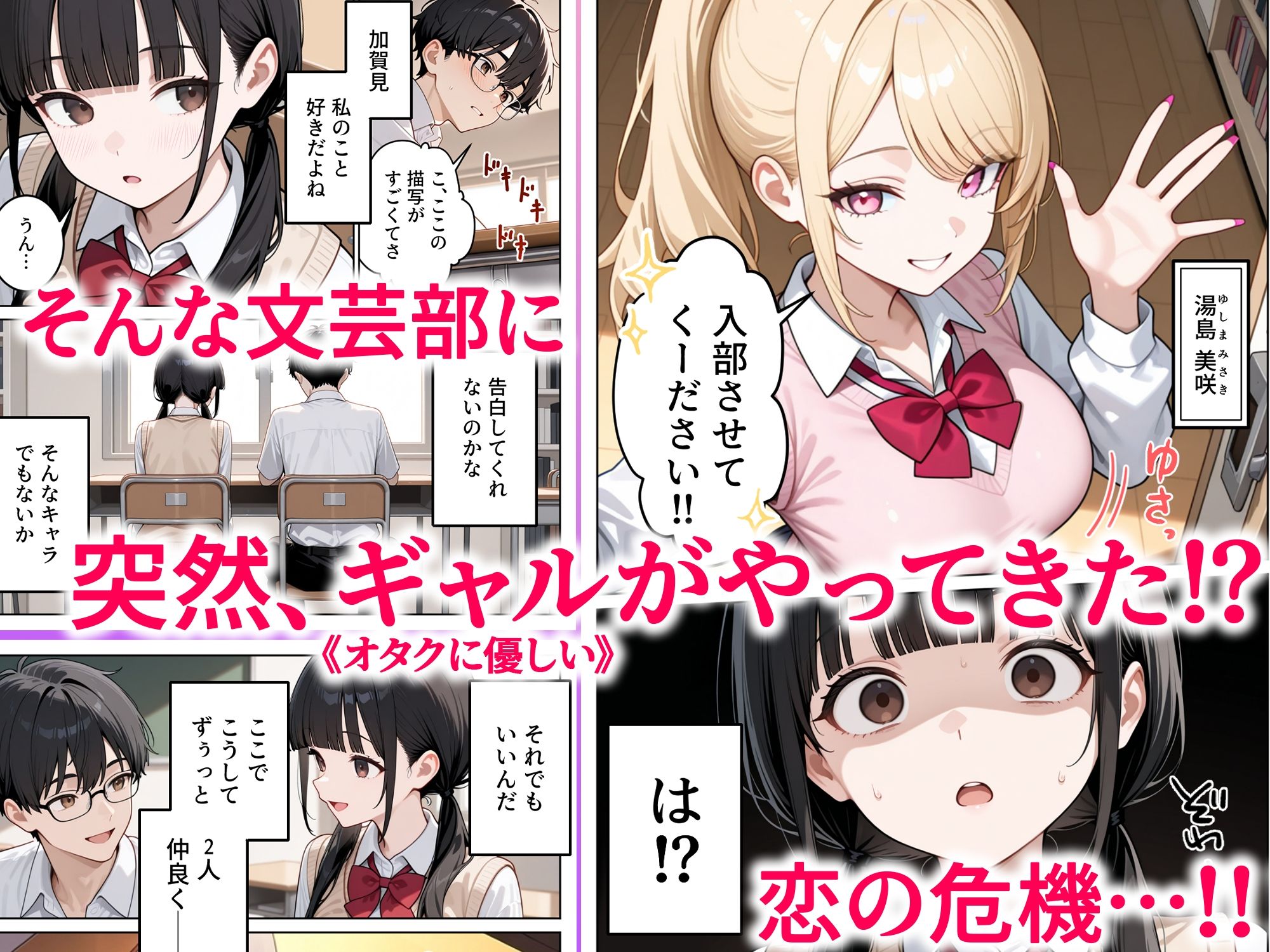 文芸部にギャルが来た!?〜地味巨乳と金髪ギャルの誘惑SEX〜|ぱにぱに サンプル画像 3