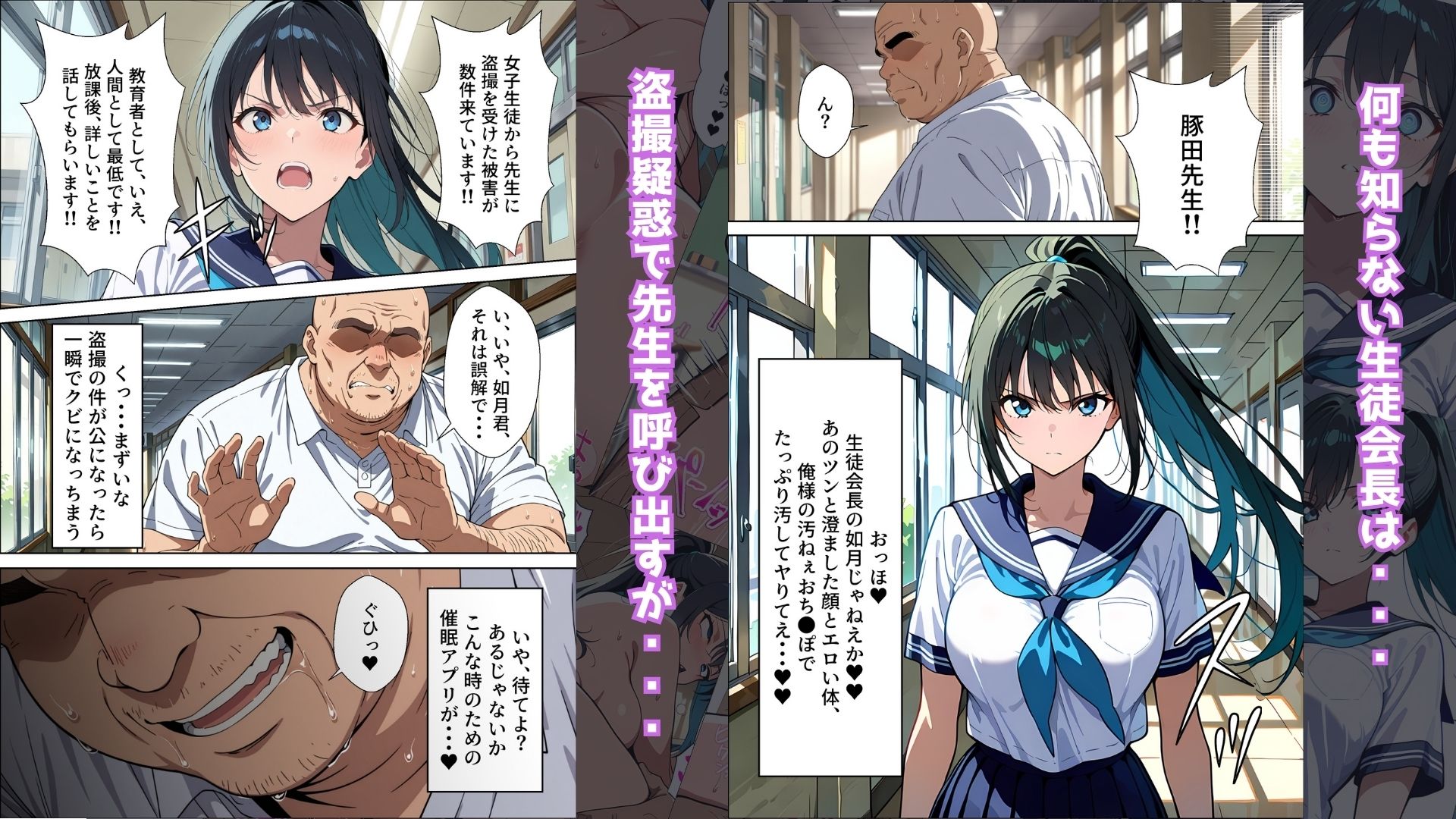 〜清楚な生徒会長が大嫌いな豚教師に常識改変されておち●ぽ大好きにさせられる話〜 サンプル画像 3