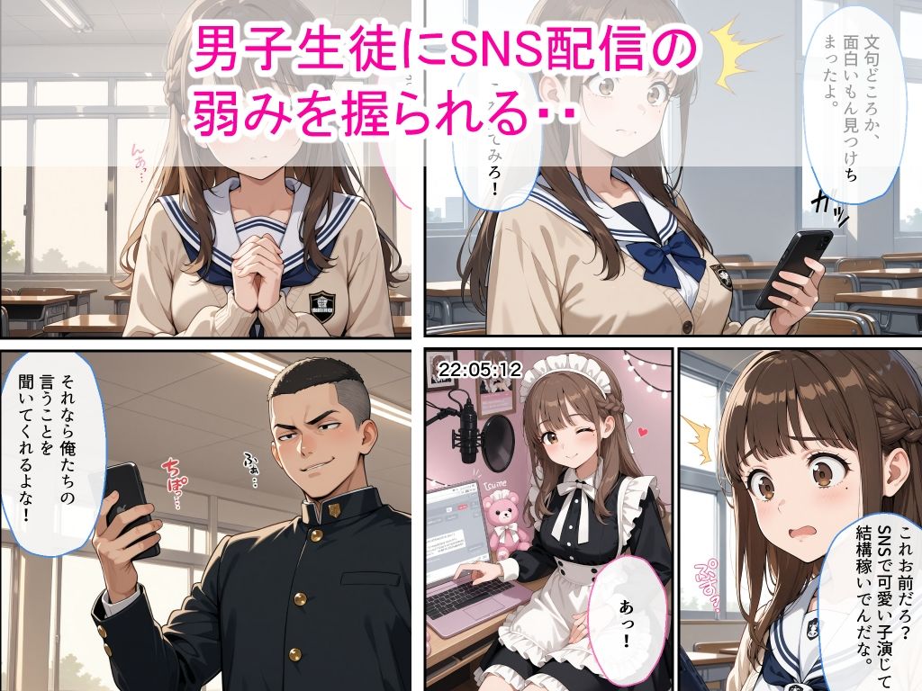 【高画質版】生意気女子校生がSNS配信の秘密を同級生に握られ教室で中出しされた話｜AIザッハトルテ サンプル画像 2