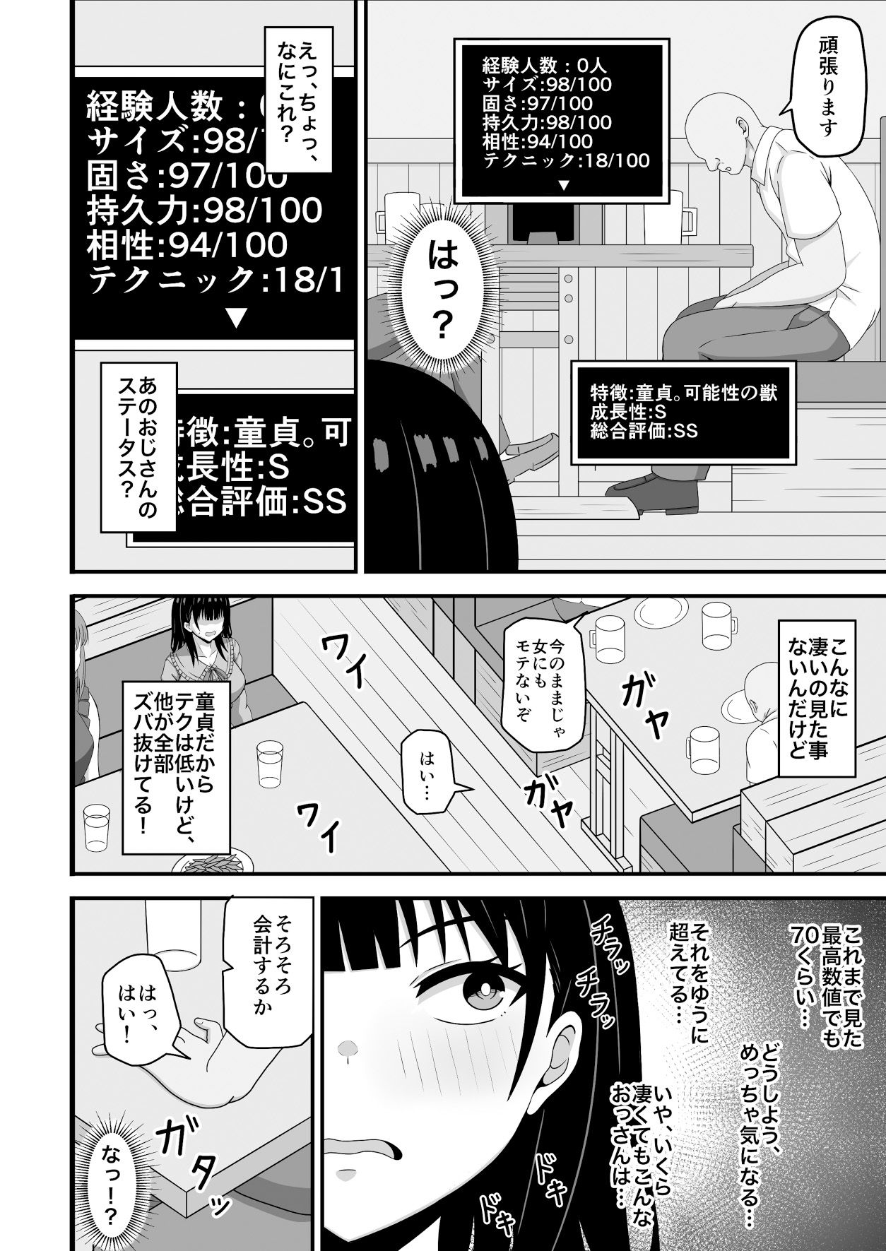 相手のステータスが見える私！童貞オジさんのハイステちんぽいただきます｜カンキチ堂 サンプル画像 2
