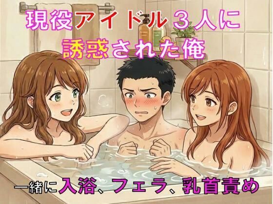 現役アイドル3人に誘惑された俺。一緒に入浴、フェラ、乳首責め｜CMNFリアリズム