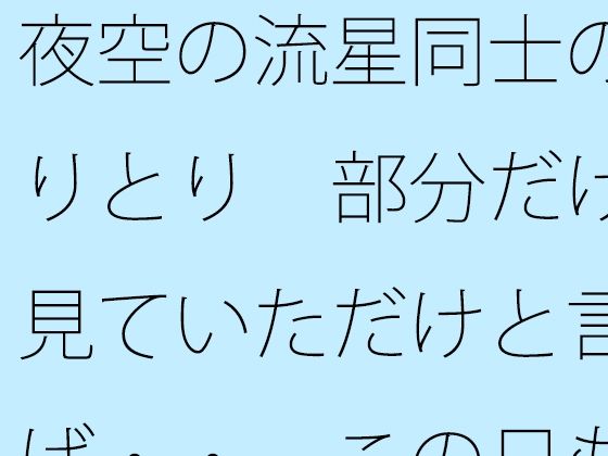 夜空の流星同士のやりとり  部分だけを見ていただけと言えば・・  この日もポケットに携えて｜サマールンルン