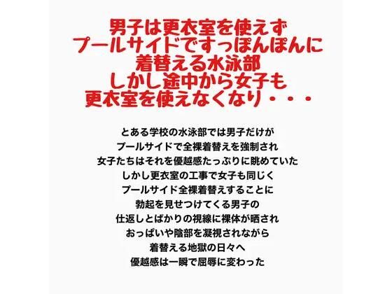 男子は更衣室を使えずプールサイドですっぽんぽんに着替える水泳部。しかし途中から女子も更衣室を使えなくなり・・・｜羞恥の星空 CFNM/CMNF