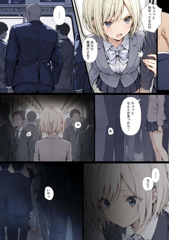 黒髪少女と金髪少女が電車で集団痴●に遭う漫画【ifストーリー】｜てんでしゅがー サンプル画像 2