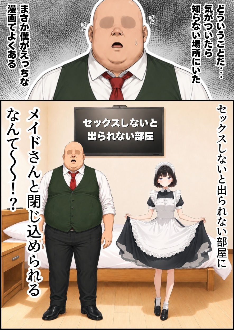 セックスしないと出られない部屋にジト目メイドさんと閉じ込められたんだが・・・｜竿役が種付けおじさんじゃないとヌケないんだが・・・