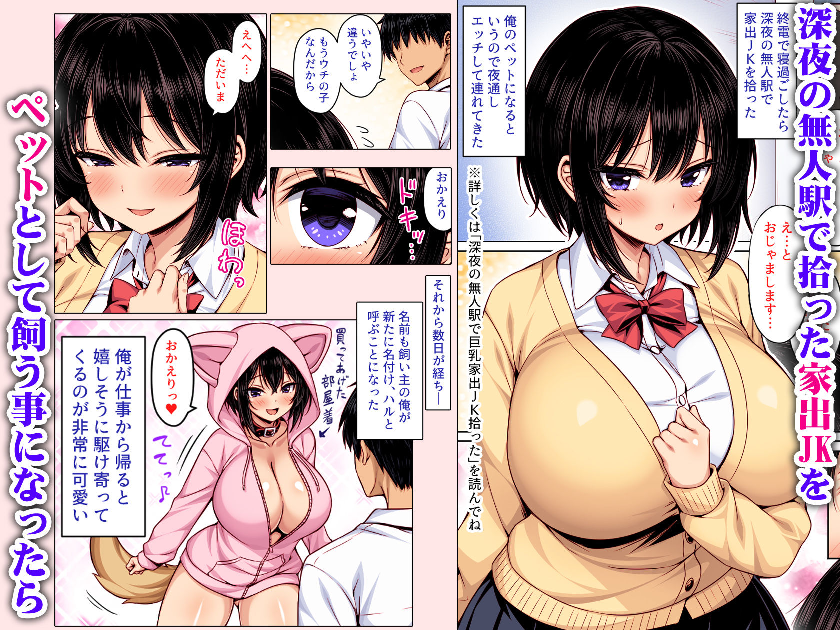 深夜の無人駅で拾った巨乳家出JKの飼い主の日常 カラー版｜一億万軒茶屋